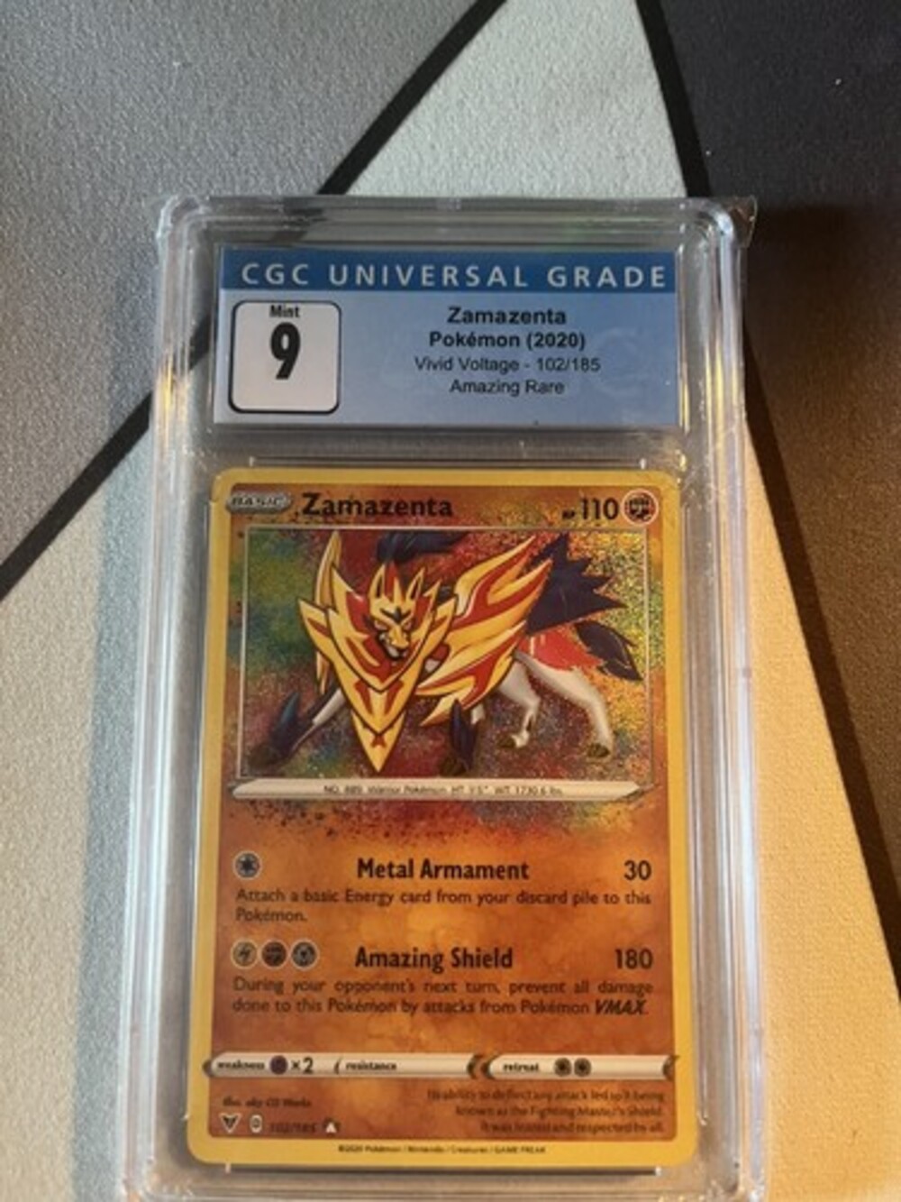 2020 Pokemon Vivid Voltage ZAMAZENTA Amazing Rare English #102/185 CGC 9 Mint
